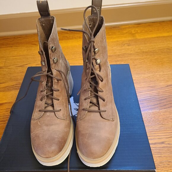Sorel Hi-Line Heel Lace Up Boots Women's Sz 8.5 Umber Ceramic Suede / Nubuck - Picture 3 of 9
